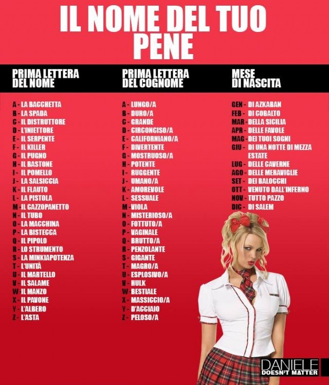 pene è il mio cognome